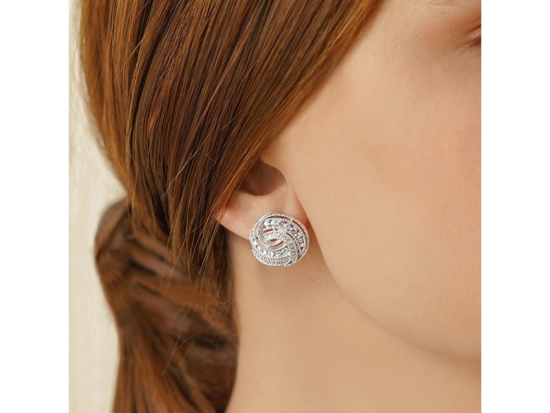 Newbridge Twist Earrings With Clear Stones