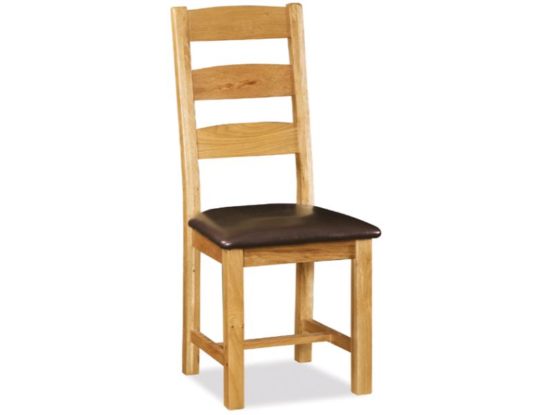 Salisbury Slatted Chair With Pu Leather Seat