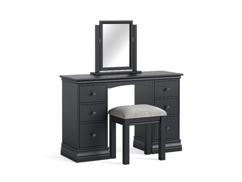 Bordeaux Double Pedestal Dressing Table Charcoal