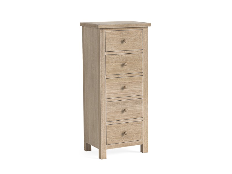 Modern Country Oak 5 Drawer Tall Chest