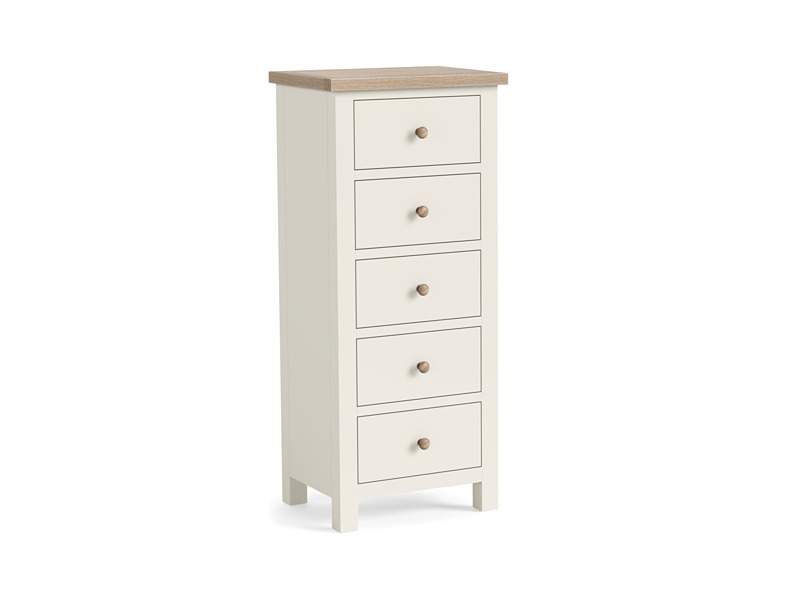 Modern Country Oak - Coconut 5 Drawer Tall Chest