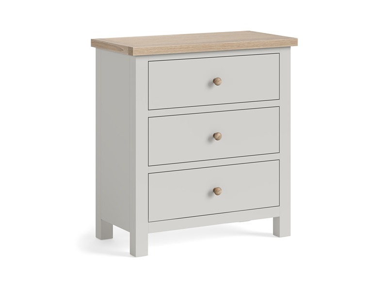 Modern Country Oak - Grey 3 Drawer Chest