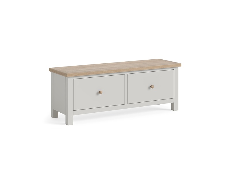 Modern Country Oak - Grey Large 2 Drawer Bench