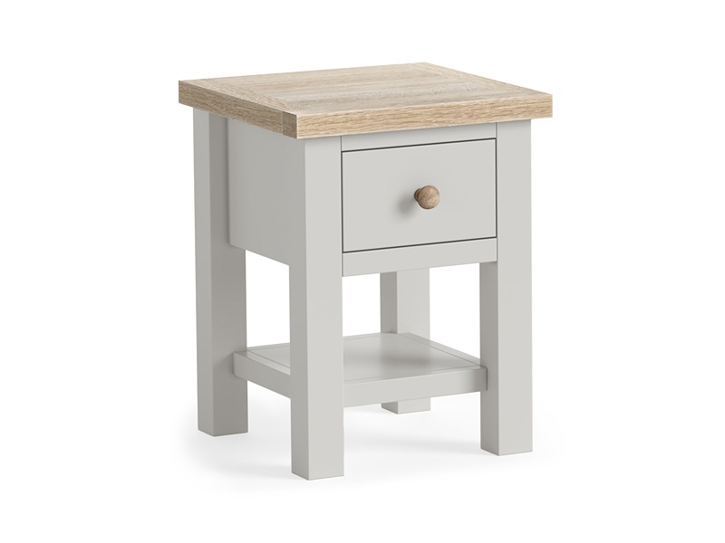 Modern Country Oak - Grey Lamp Table With Shelf
