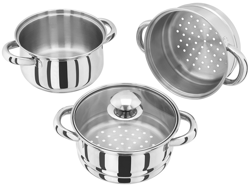 Judge Essentials 16cm 3 Tier Glass Lid Steamer Set