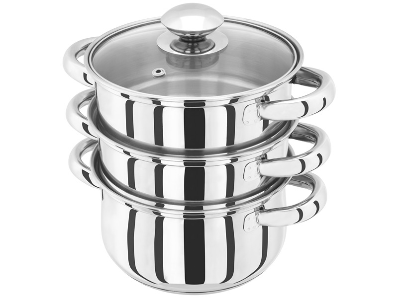 Judge Essentials 16cm 3 Tier Glass Lid Steamer Set
