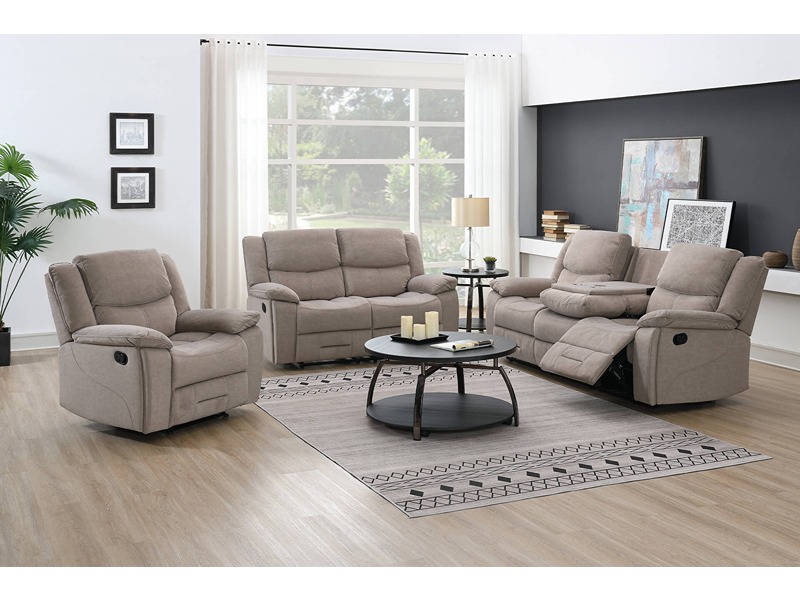 Klayton 3 Seater Manual Recliner - Khaki