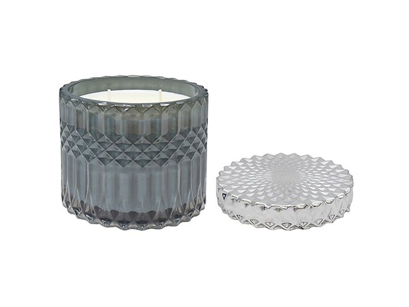 Crystal Silver Candle Jar Grey Large