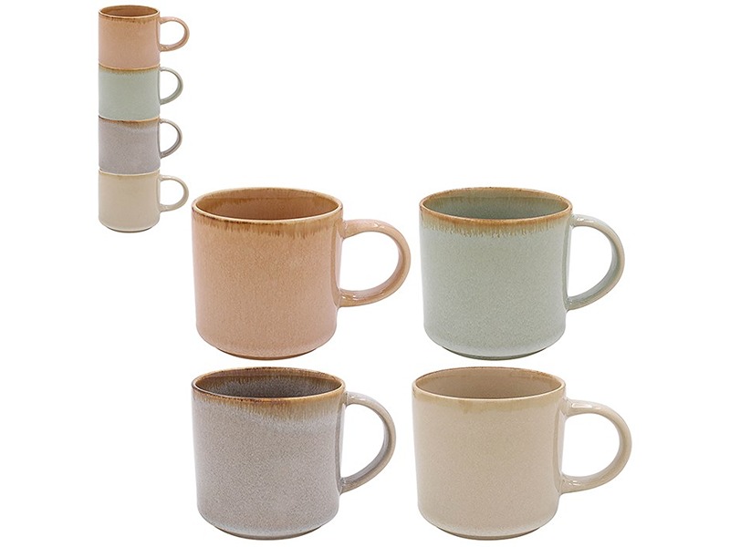 Elements Stone Glaze Stack Mug Light Set Of 4
