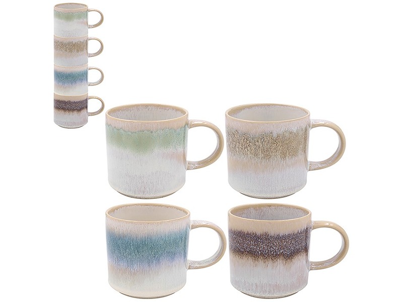 Elements Stone Glaze Stack Mug Mottle Set Of 4