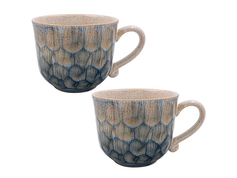 Reactive Glaze Scale Mug Green Set Of 2