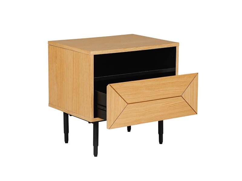 VIDA Nate Bedside Table 1 Drawer - Natural Oak