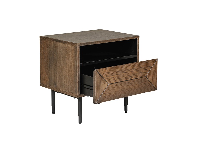 VIDA Nate Bedside Table 1 Drawer - Smoked Oak