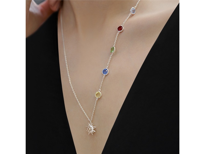 Newbridge Silver Plated Necklace Coloured Stone