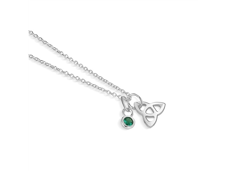 Newbridge Trinity Knot Pendant With Green Stone