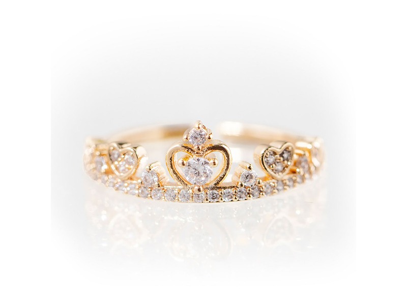 Newbridge Gold Plated Crown Ring with Clear Stones