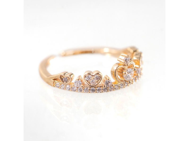 Newbridge Gold Plated Crown Ring With Clear Stones