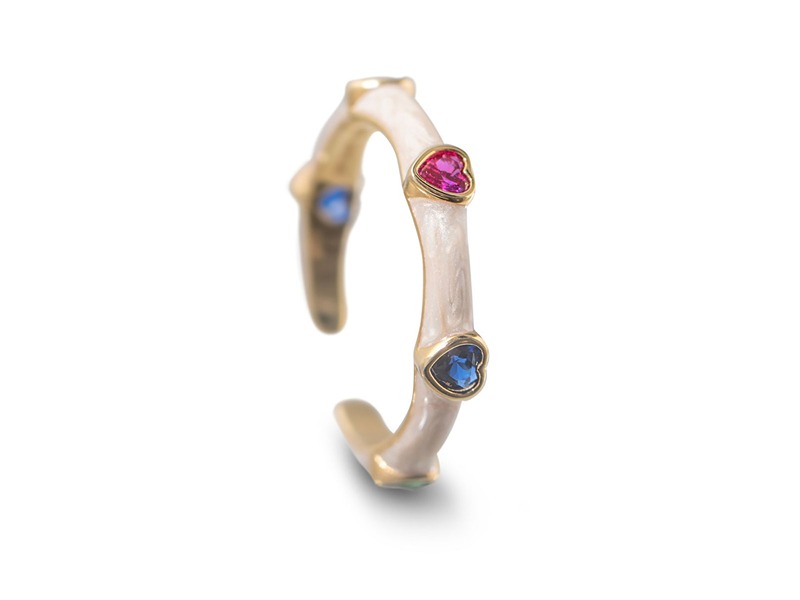 Newbridge Gold Plated Heart Ring with Coloured Sto