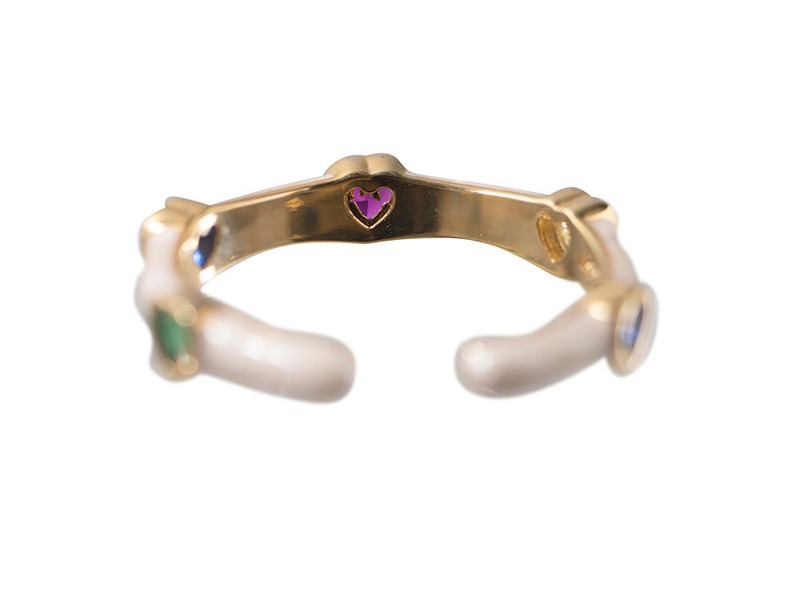 Newbridge Gold Plated Heart Ring With Coloured Sto