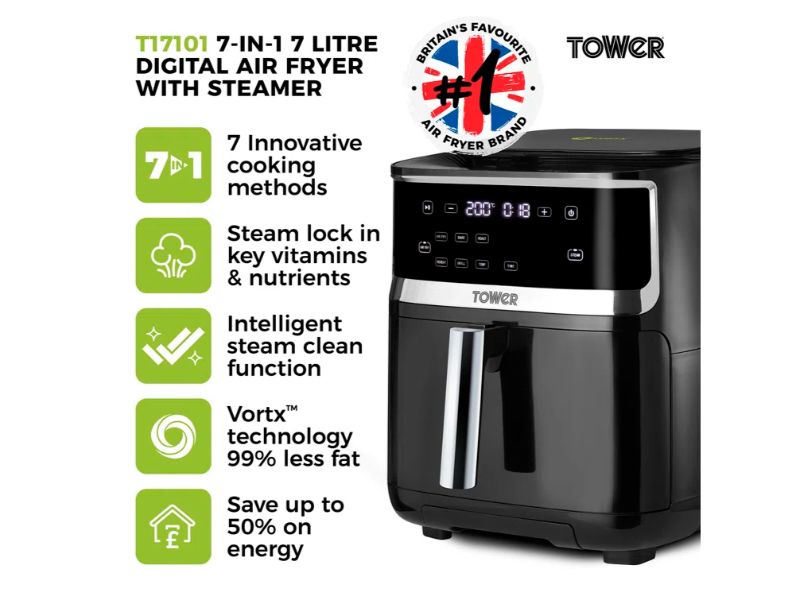 Tower Vortx 3 In 1 Steam Air Fryer 7L