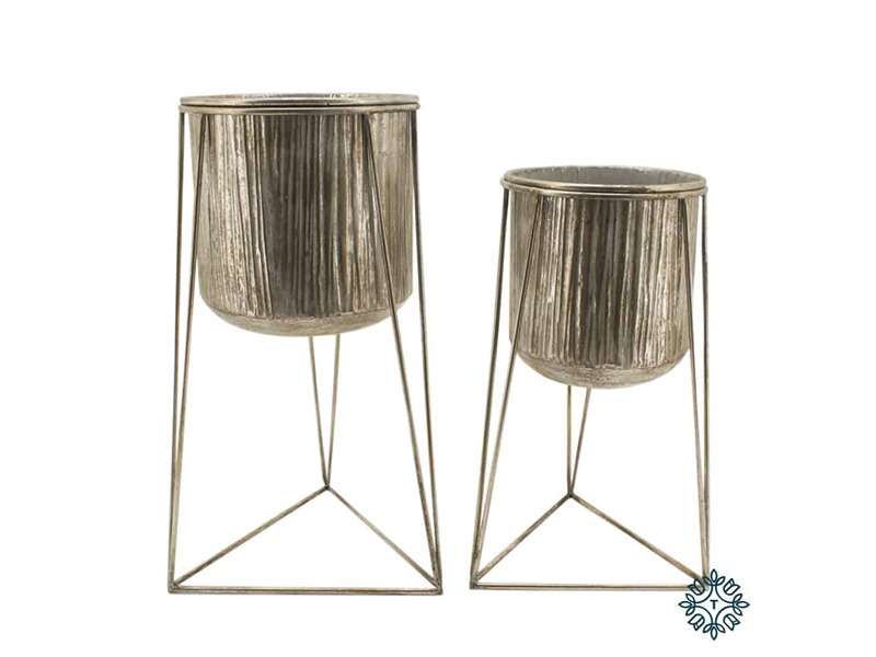 Aztek Set of 2 Planters Silver