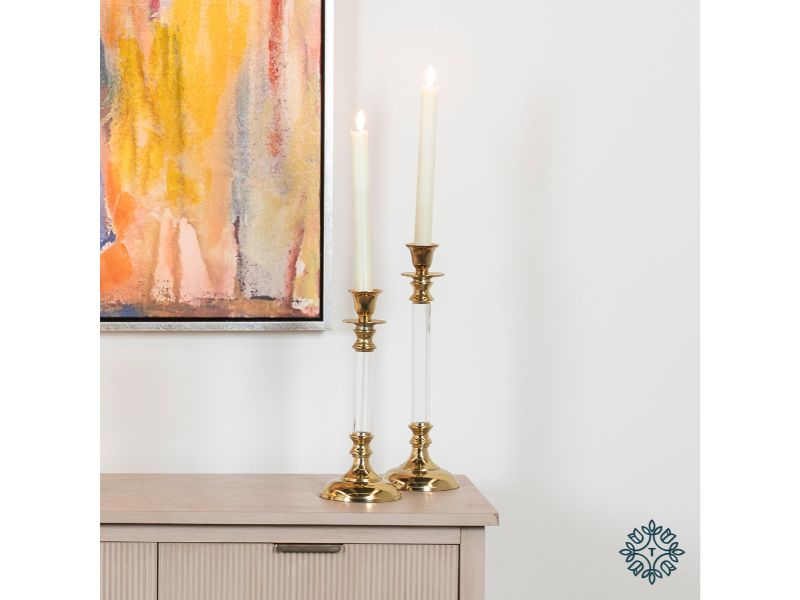 Alani Acrylic Candle Stick Gold 26Cm