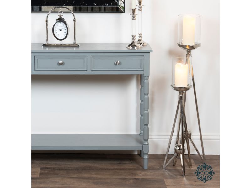 Zuri Floor Standing Candle Holder Chrome 76Cm