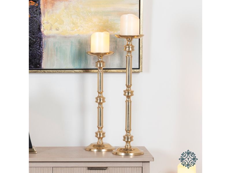 Anya Pillar Candle Holder Brass 50Cm
