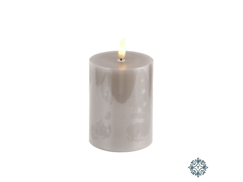 3D Flame Led Candle W/6Hr Timer Grey 10Cm