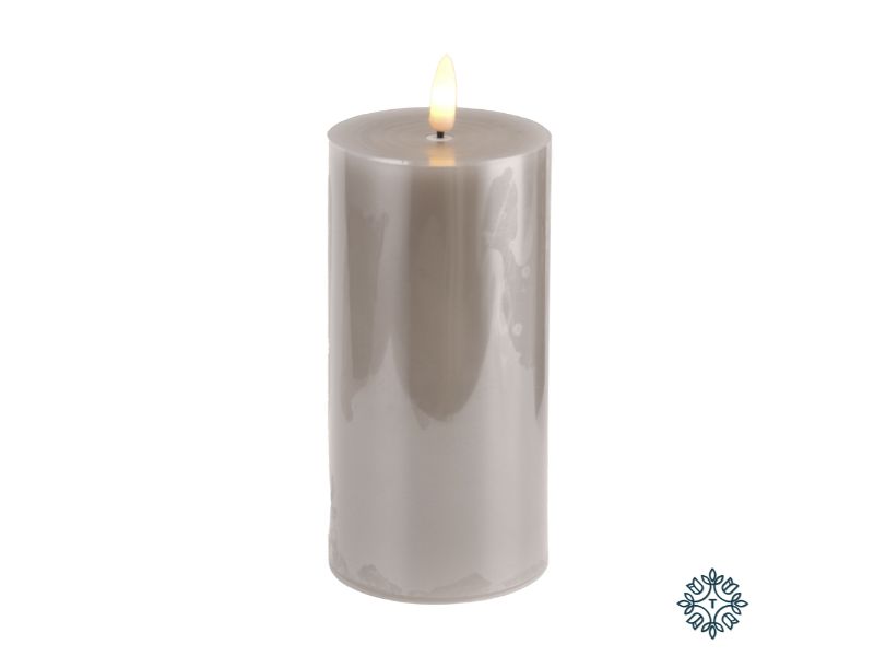 3D Flame Led Candle W/6Hr Timer Grey 15Cm