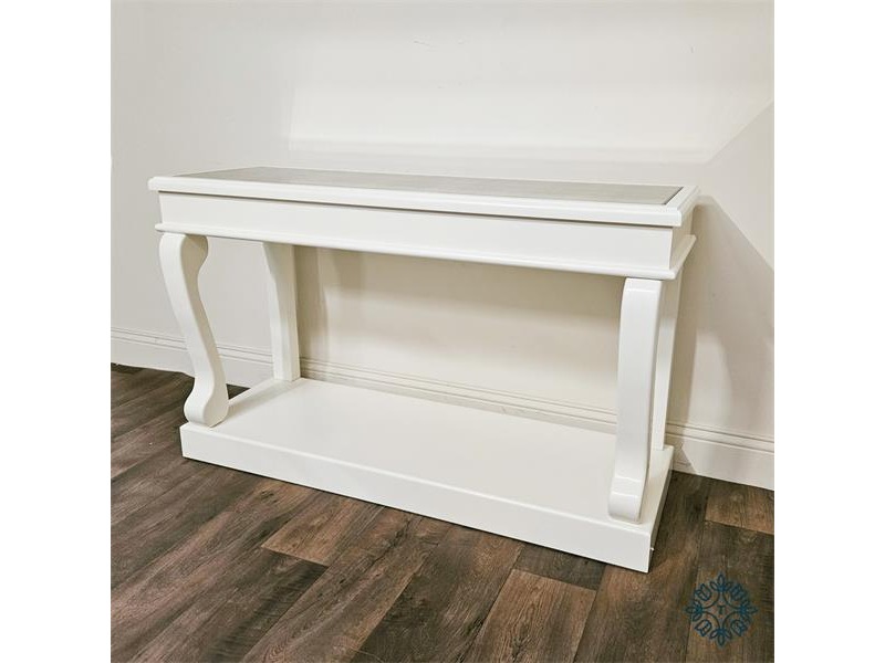 Scroll Console Table Antique Mirror - Ivory 140Cm