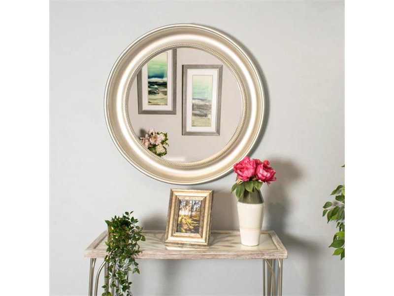 Tara Lane Lena Wall Mirror Beaded Round - Champagn