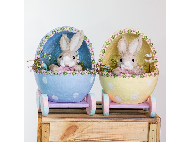 Easter Bunny in Egg Carriage 2 Assorted