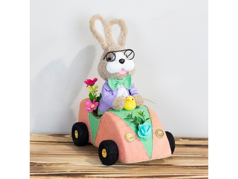 Easter Bunny in Racing Car