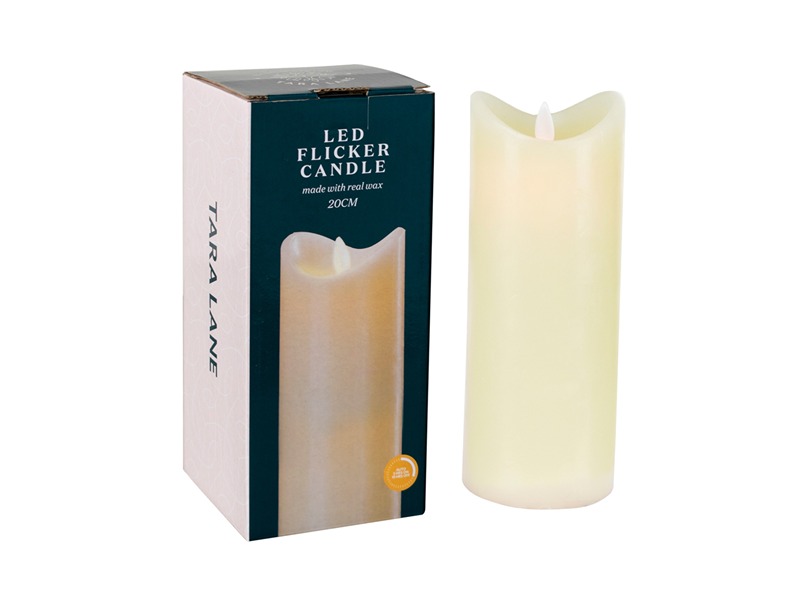 Flicker Led Candle With 5Hr Timer Ivory 20Cm