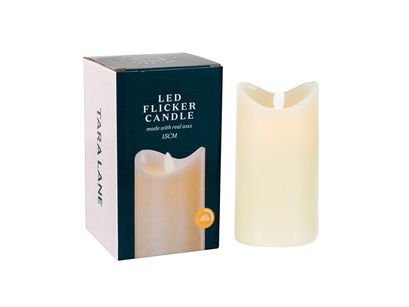 Flicker Led Candle With 5Hr Timer Ivory 15Cm