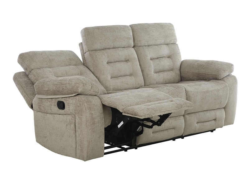 Wilbur 3 Seater Manual Recliner - Latte