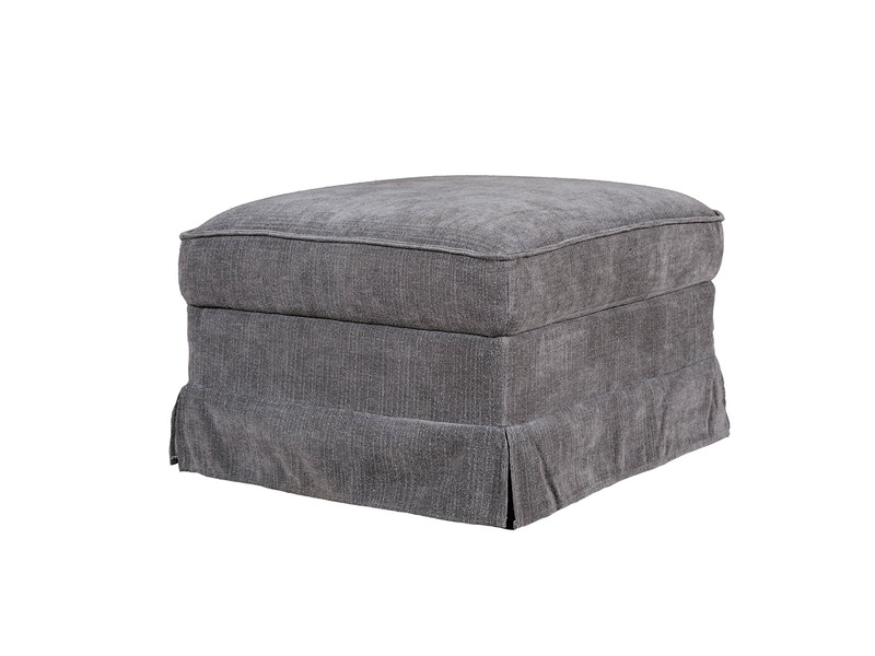 Ali Charcoal Fabric Ottoman