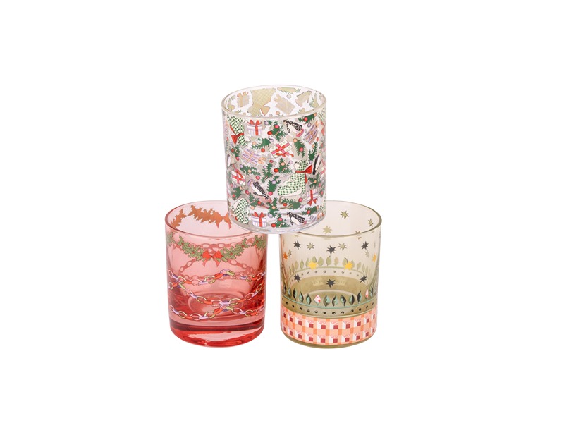 Cath Kidston Xmas Ditsy Set Of 3 Glass Tealight Ho