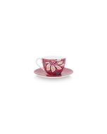 Set of 2 Cups & Saucers Flower Festival Dark Pink