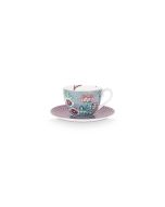 Set of 2 Cups & Saucers Flower Festival Light Blue