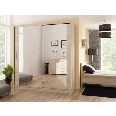 Paris/ Malta 1.6 Mirrored Slide Robe - Oak
