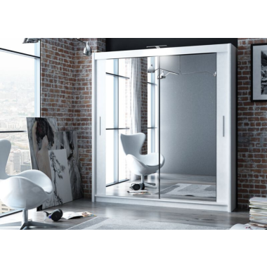 Paris/ Malta 1.6M Mirrored Slide Robe - White