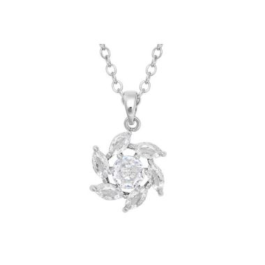 Indulgence Rhodium Crystal Sun Necklace