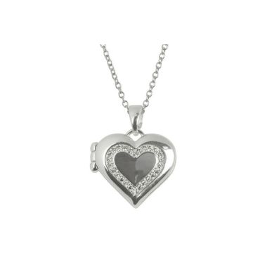 Indulgence Silver Crystal Heart Locket Necklace