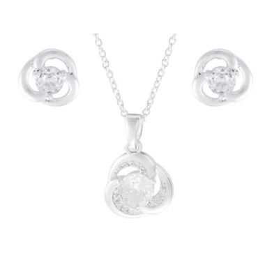 Indulgence Silver Crystal Necklace & Earring Set