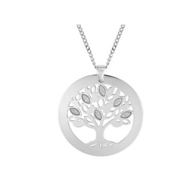 Indulgence Rhodium Crystal Tree Of Life Necklace