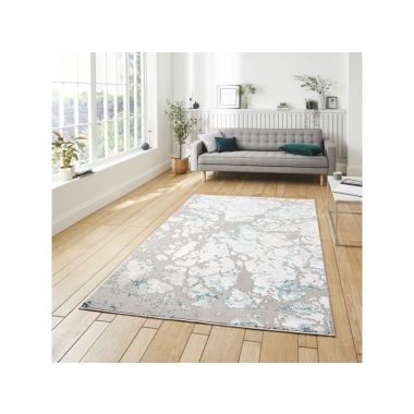 Apollo Grey and Green Abstract Patterned Rug