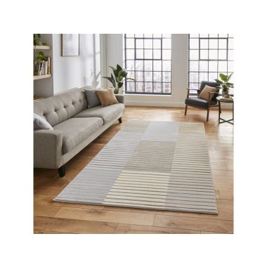 Apollo Grey and Gold Stripey Rug