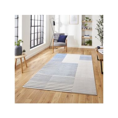 Apollo Grey and Navy Stripey Rug